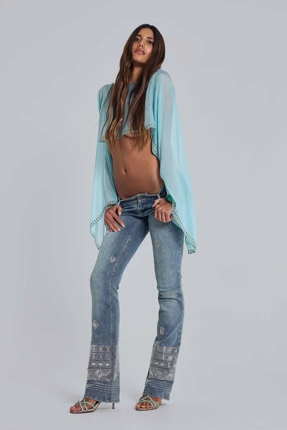 Met de hand geregen Cooper-Jeans met bootcut