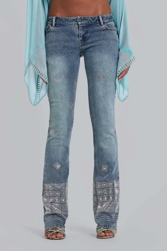 Met de hand geregen Cooper-Jeans met bootcut