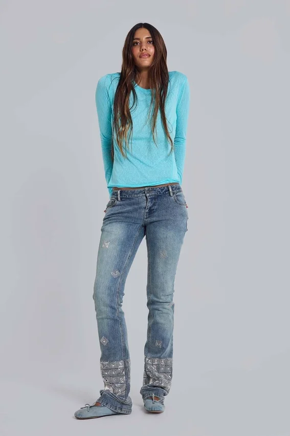 Met de hand geregen Cooper-Jeans met bootcut