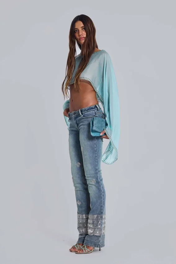 Met de hand geregen Cooper-Jeans met bootcut