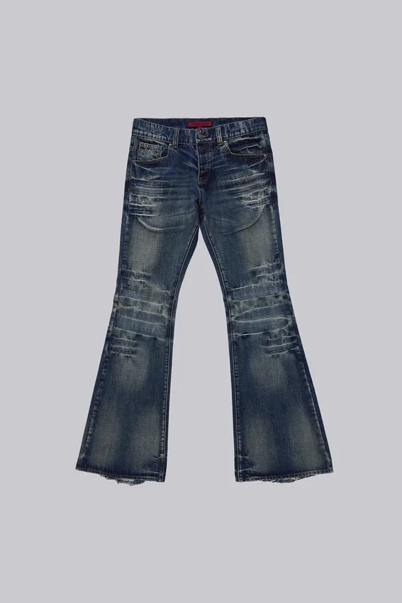 Middenblauwe Drift-jeans met bootcut