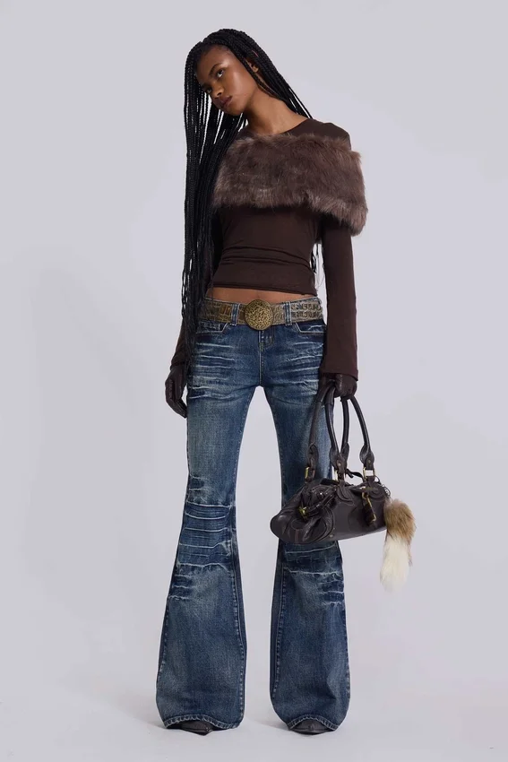Middenblauwe Drift-jeans met bootcut
