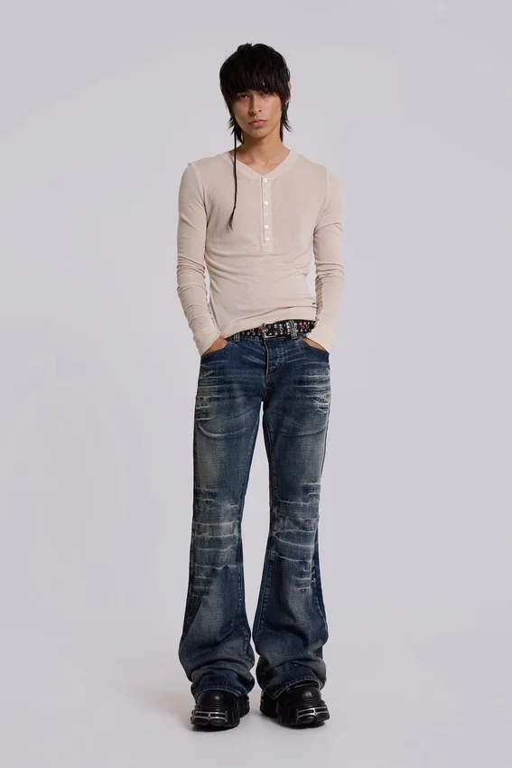 Middenblauwe Drift-jeans met bootcut