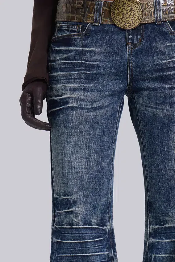 Middenblauwe Drift-jeans met bootcut