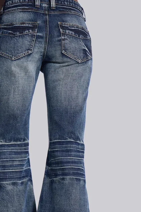 Middenblauwe Drift-jeans met bootcut