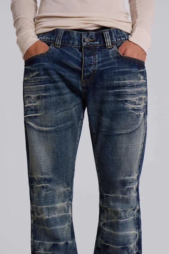 Middenblauwe Drift-jeans met bootcut