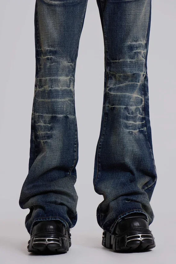 Middenblauwe Drift-jeans met bootcut