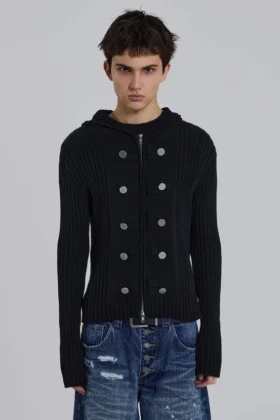 Militaire gebreide trui met capuchon