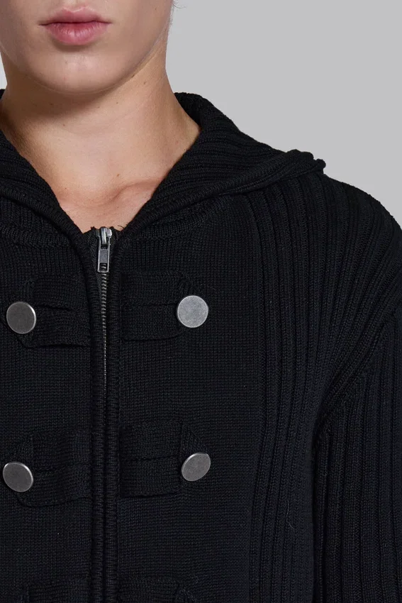 Militaire gebreide trui met capuchon