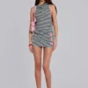 Misty gestreepte mini-jurk met knopen en open rug