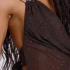 Moara gebreide maxi-jurk met diep decolleté