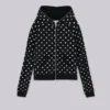 Mono zwarte hoodie met stippen