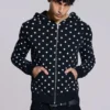 Mono zwarte hoodie met stippen
