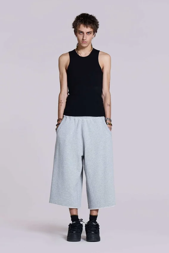 Monster 3/4 grijze gemêleerde korte broek