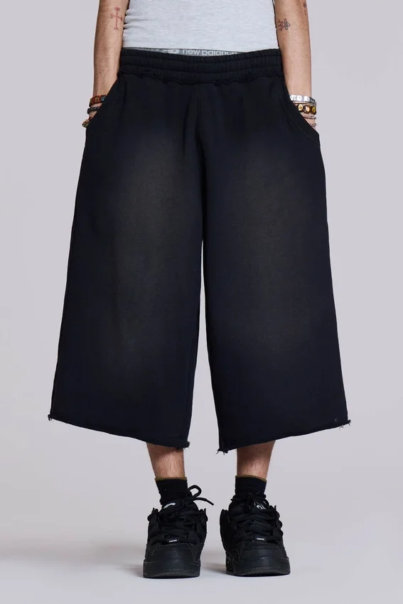Monster 3/4-shorts in gewassen zwart