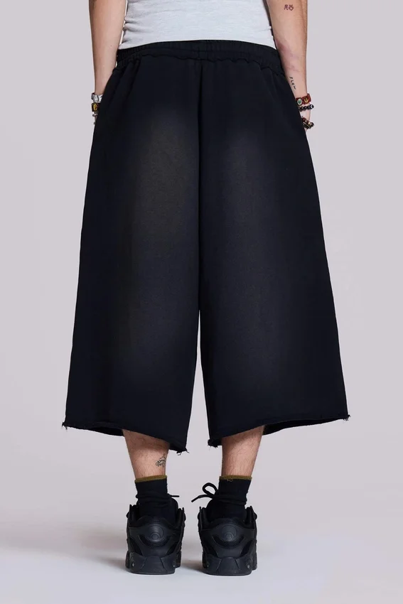 Monster 3/4-shorts in gewassen zwart