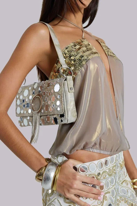 Chara metallic spiegel-schoudertas