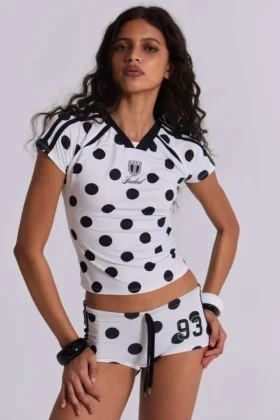 No.13 voetbal-minishort met stippen