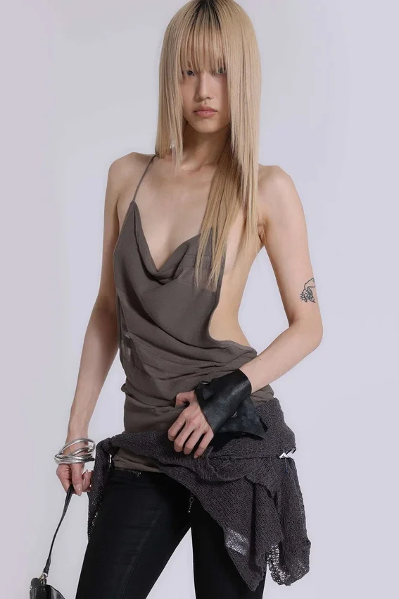 Noir gebreide mini-jurk in truffel
