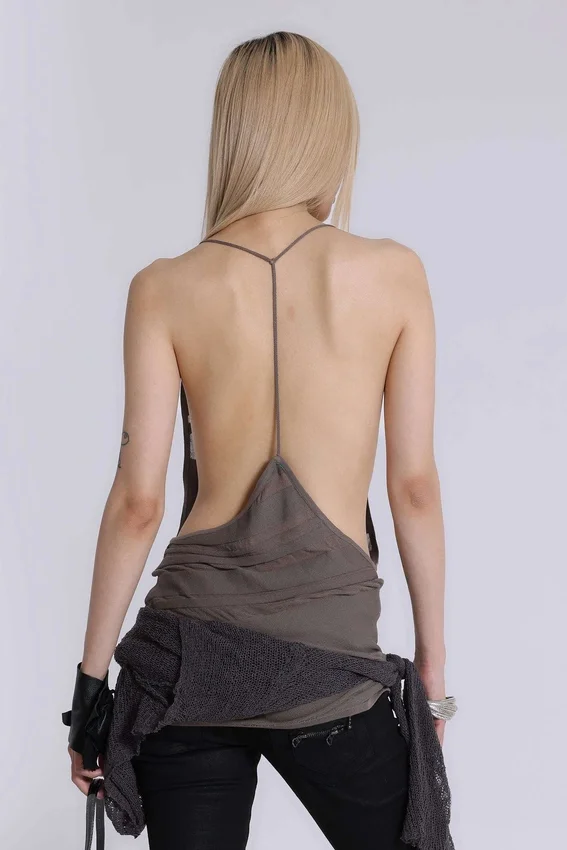 Noir gebreide mini-jurk in truffel