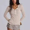 Oatmeal Haze Henley-top