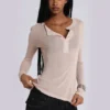 Oatmeal Haze Henley-top