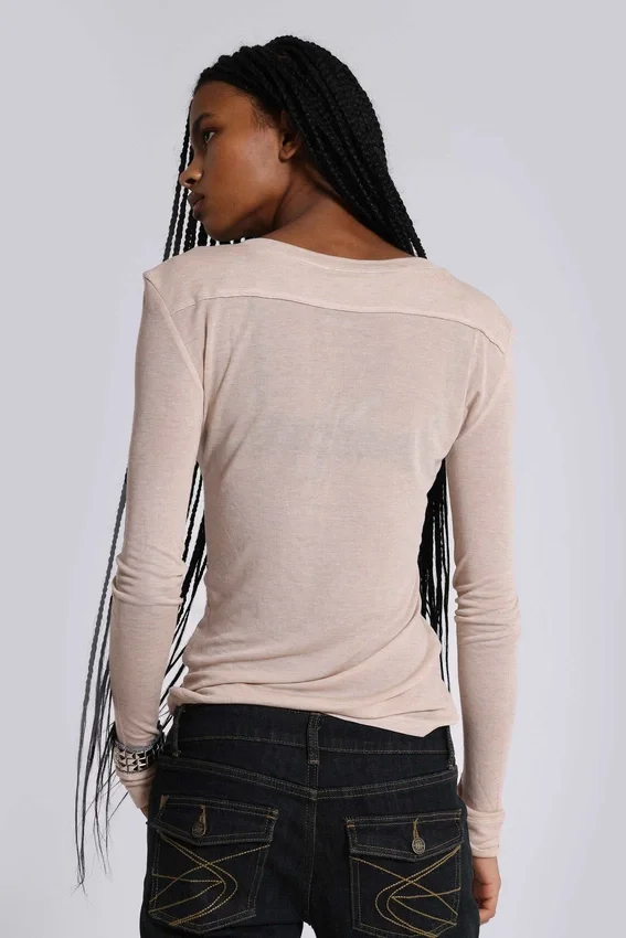 Oatmeal Haze Henley-top