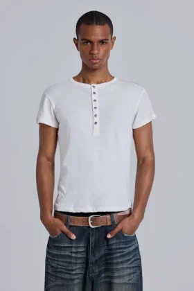 Off White Haze Henley-T-shirt