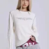 Off White T-shirt met tattoo-applicatie