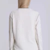 Off White T-shirt met tattoo-applicatie
