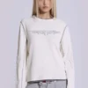 Off White T-shirt met tattoo-applicatie