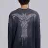 Ondoorzichtige marineblauwe top met lange mouwen
