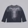 Ondoorzichtige marineblauwe top met lange mouwen