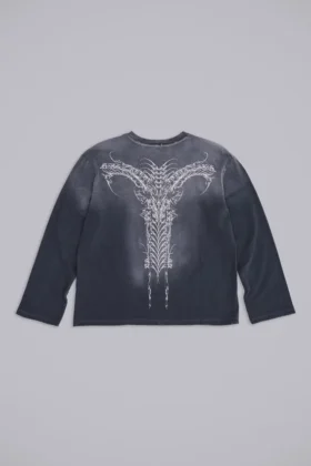 Ondoorzichtige marineblauwe top met lange mouwen