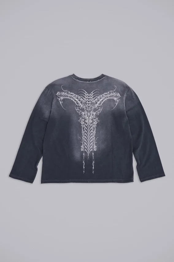Ondoorzichtige marineblauwe top met lange mouwen
