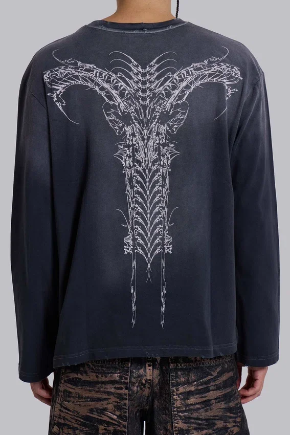 Ondoorzichtige marineblauwe top met lange mouwen