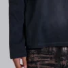 Ondoorzichtige marineblauwe top met lange mouwen
