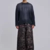 Ondoorzichtige marineblauwe top met lange mouwen