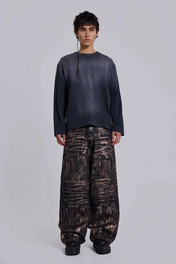 Ondoorzichtige marineblauwe top met lange mouwen