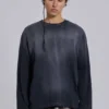 Ondoorzichtige marineblauwe top met lange mouwen