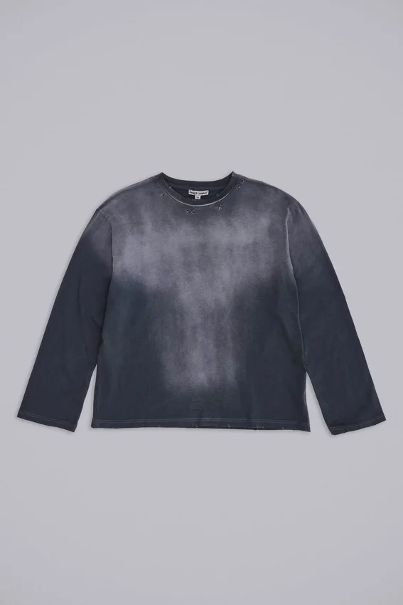 Ondoorzichtige marineblauwe top met lange mouwen