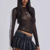 Onyx-plooirok met studs