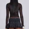 Onyx-plooirok met studs