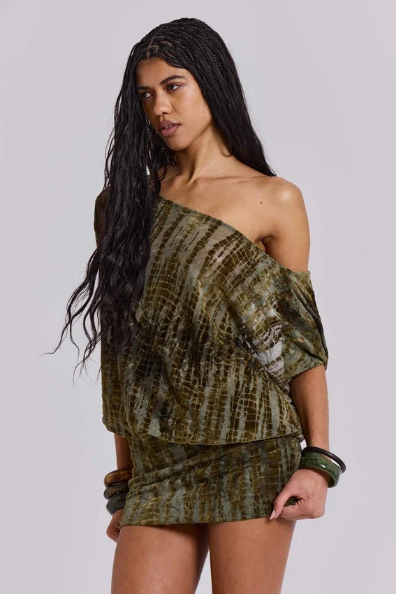Ophidian Devore mini-jurk met open rug in krokodillenprint