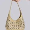 Osmium leren tas met studs in crème