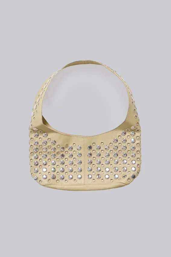Osmium leren tas met studs in crème