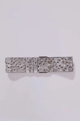Osmium-riem met studs in zilver
