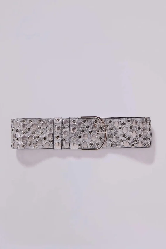 Osmium-riem met studs in zilver