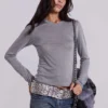 Osmium-riem met studs in zilver