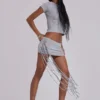 Oxara sandalen met sleehak en slangenketting